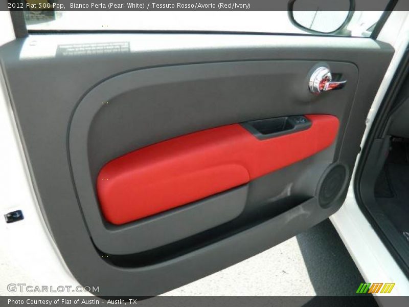 Bianco Perla (Pearl White) / Tessuto Rosso/Avorio (Red/Ivory) 2012 Fiat 500 Pop