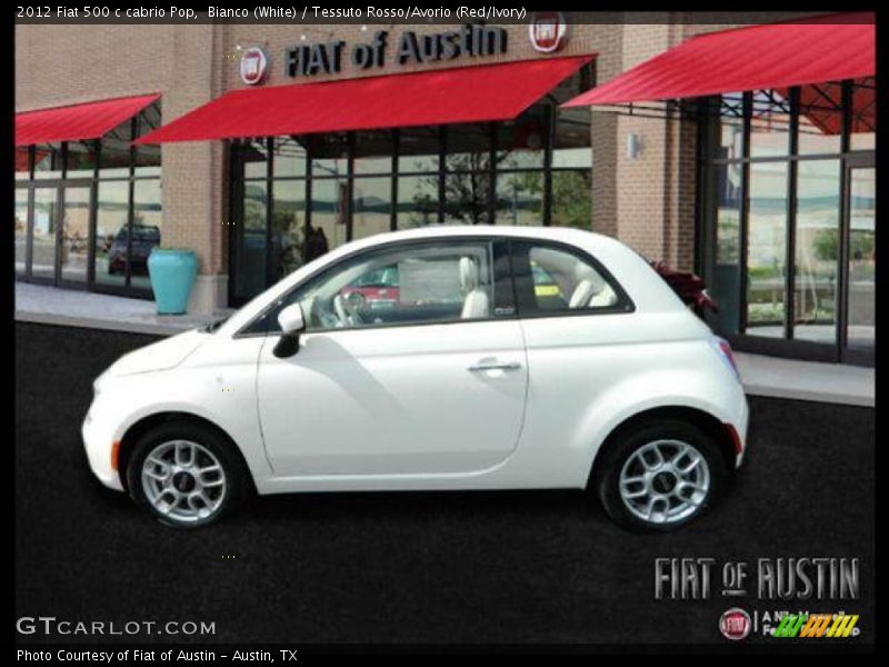 Bianco (White) / Tessuto Rosso/Avorio (Red/Ivory) 2012 Fiat 500 c cabrio Pop