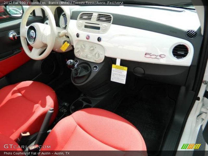 Bianco (White) / Tessuto Rosso/Avorio (Red/Ivory) 2012 Fiat 500 c cabrio Pop