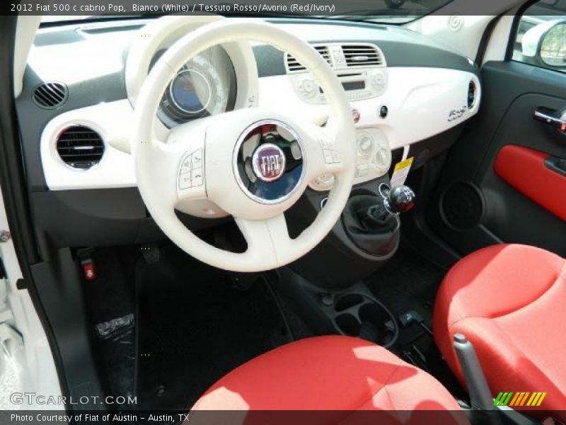 Bianco (White) / Tessuto Rosso/Avorio (Red/Ivory) 2012 Fiat 500 c cabrio Pop
