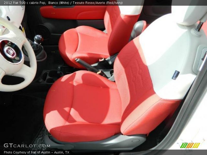 Bianco (White) / Tessuto Rosso/Avorio (Red/Ivory) 2012 Fiat 500 c cabrio Pop
