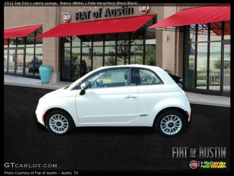 Bianco (White) / Pelle Nera/Nera (Black/Black) 2012 Fiat 500 c cabrio Lounge