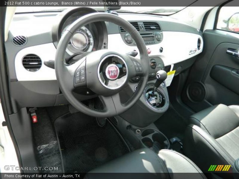 Bianco (White) / Pelle Nera/Nera (Black/Black) 2012 Fiat 500 c cabrio Lounge