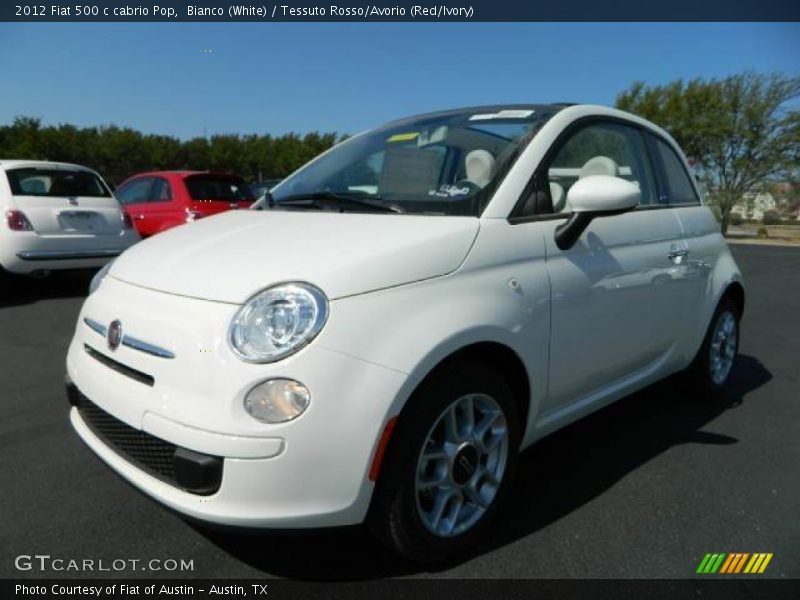 Bianco (White) / Tessuto Rosso/Avorio (Red/Ivory) 2012 Fiat 500 c cabrio Pop