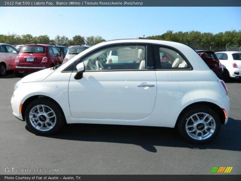 Bianco (White) / Tessuto Rosso/Avorio (Red/Ivory) 2012 Fiat 500 c cabrio Pop