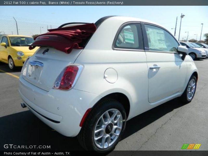 Bianco (White) / Tessuto Rosso/Avorio (Red/Ivory) 2012 Fiat 500 c cabrio Pop