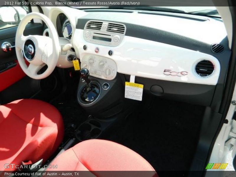 Bianco (White) / Tessuto Rosso/Avorio (Red/Ivory) 2012 Fiat 500 c cabrio Pop