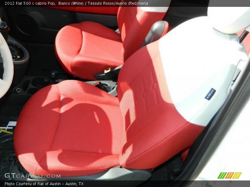 Bianco (White) / Tessuto Rosso/Avorio (Red/Ivory) 2012 Fiat 500 c cabrio Pop