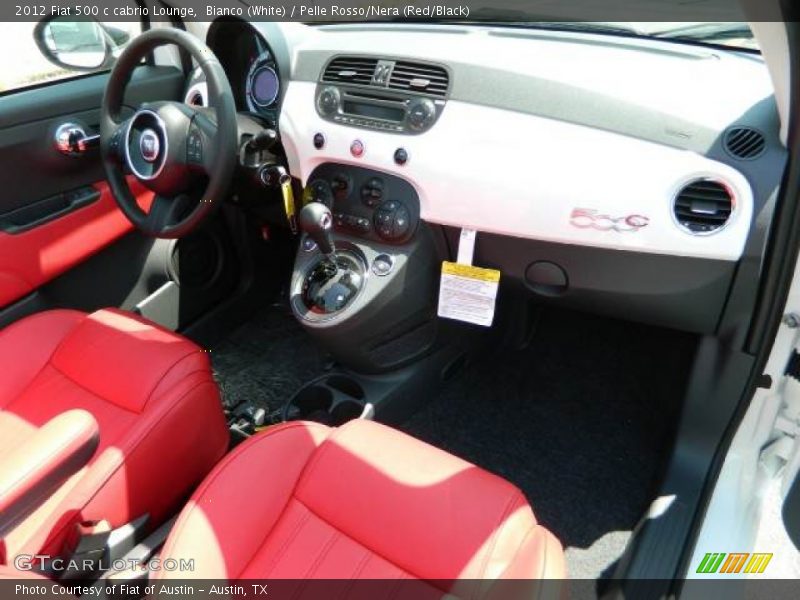 Bianco (White) / Pelle Rosso/Nera (Red/Black) 2012 Fiat 500 c cabrio Lounge