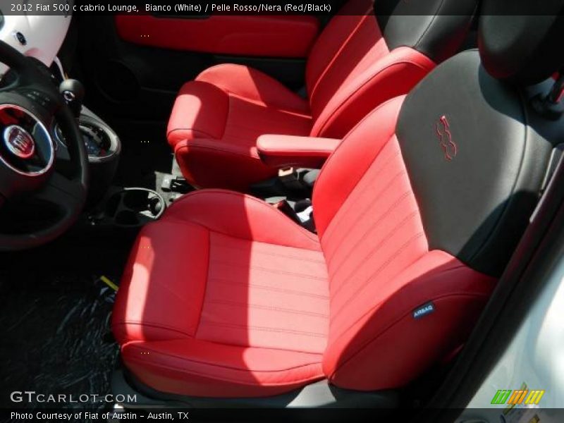 Bianco (White) / Pelle Rosso/Nera (Red/Black) 2012 Fiat 500 c cabrio Lounge