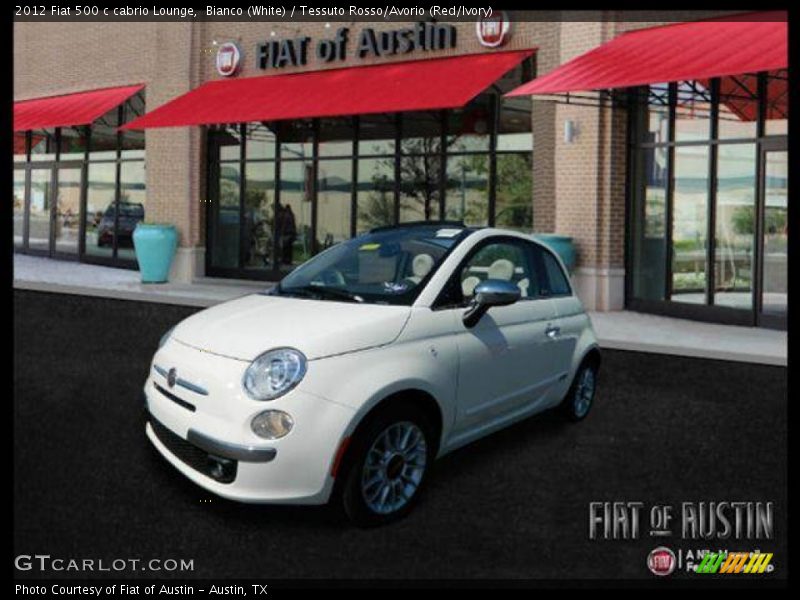 Bianco (White) / Tessuto Rosso/Avorio (Red/Ivory) 2012 Fiat 500 c cabrio Lounge