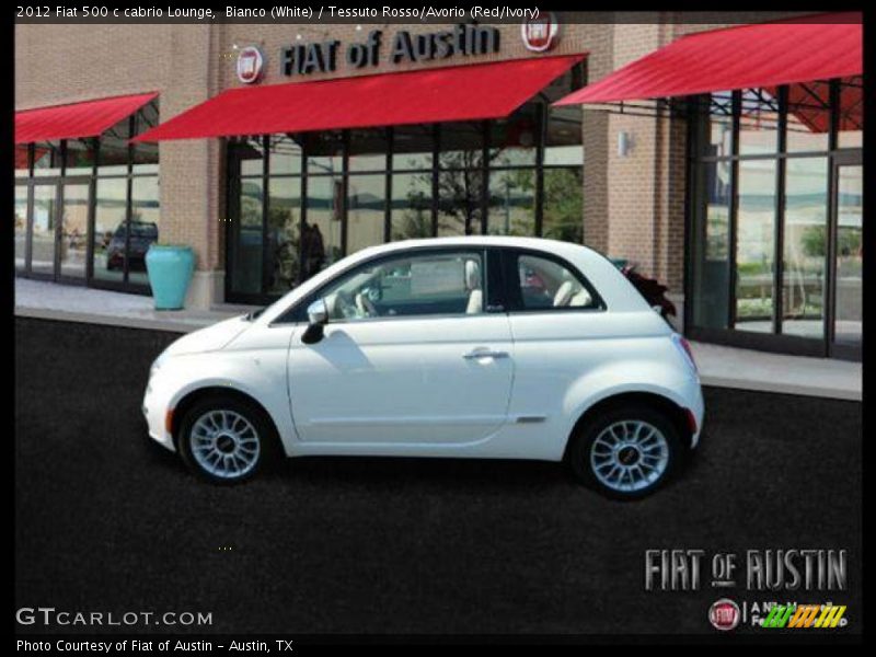 Bianco (White) / Tessuto Rosso/Avorio (Red/Ivory) 2012 Fiat 500 c cabrio Lounge