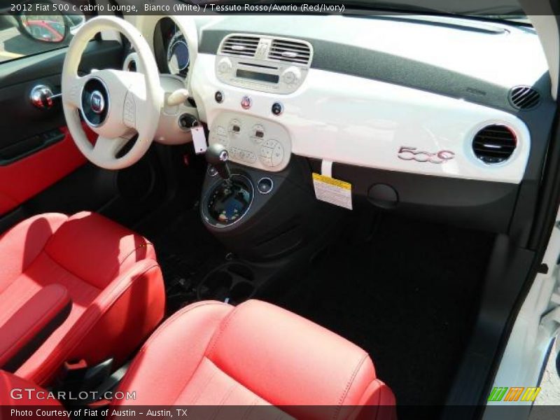 Bianco (White) / Tessuto Rosso/Avorio (Red/Ivory) 2012 Fiat 500 c cabrio Lounge