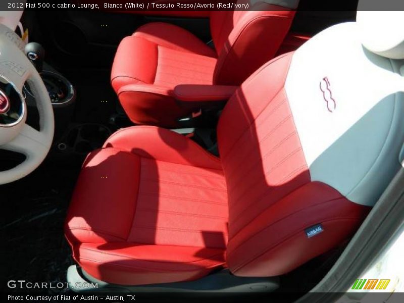 Bianco (White) / Tessuto Rosso/Avorio (Red/Ivory) 2012 Fiat 500 c cabrio Lounge