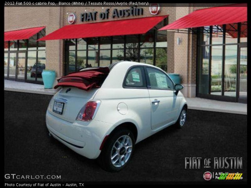 Bianco (White) / Tessuto Rosso/Avorio (Red/Ivory) 2012 Fiat 500 c cabrio Pop