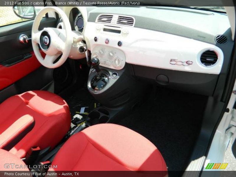 Bianco (White) / Tessuto Rosso/Avorio (Red/Ivory) 2012 Fiat 500 c cabrio Pop