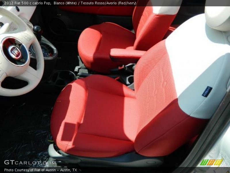 Bianco (White) / Tessuto Rosso/Avorio (Red/Ivory) 2012 Fiat 500 c cabrio Pop