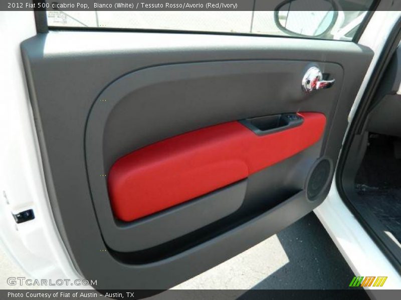 Bianco (White) / Tessuto Rosso/Avorio (Red/Ivory) 2012 Fiat 500 c cabrio Pop