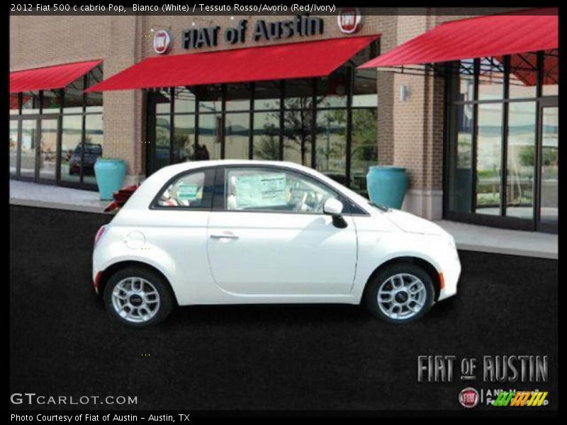 Bianco (White) / Tessuto Rosso/Avorio (Red/Ivory) 2012 Fiat 500 c cabrio Pop