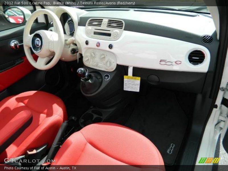 Bianco (White) / Tessuto Rosso/Avorio (Red/Ivory) 2012 Fiat 500 c cabrio Pop