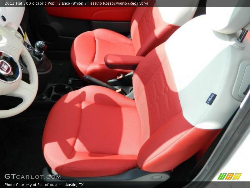Bianco (White) / Tessuto Rosso/Avorio (Red/Ivory) 2012 Fiat 500 c cabrio Pop