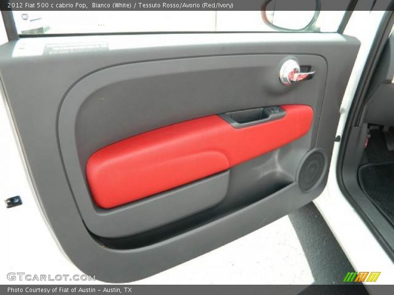Bianco (White) / Tessuto Rosso/Avorio (Red/Ivory) 2012 Fiat 500 c cabrio Pop