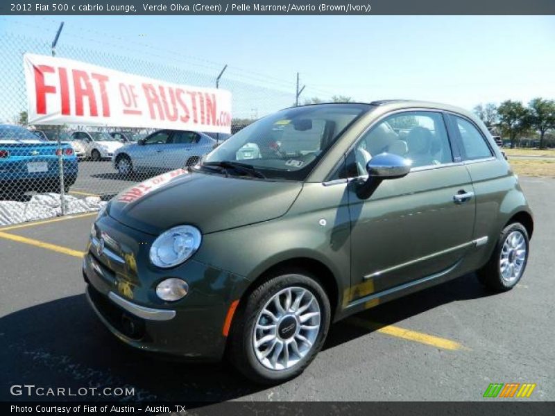 Verde Oliva (Green) / Pelle Marrone/Avorio (Brown/Ivory) 2012 Fiat 500 c cabrio Lounge