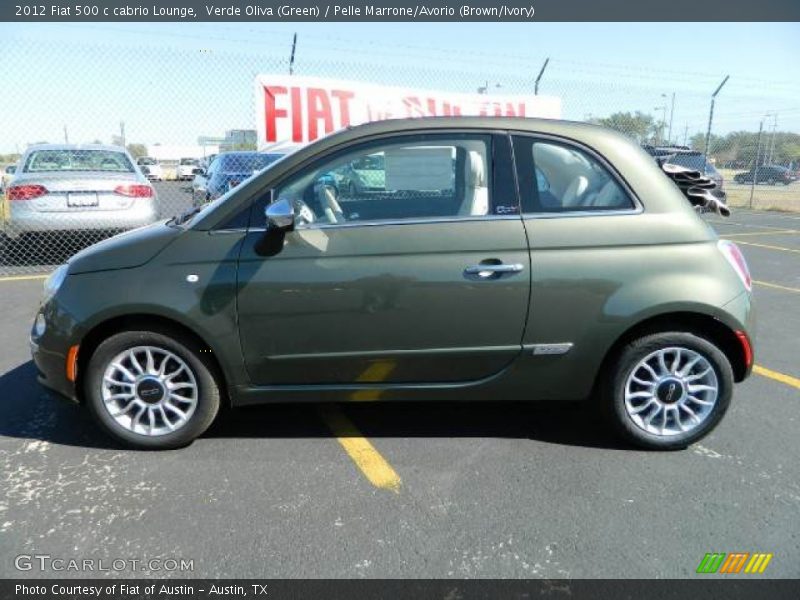 Verde Oliva (Green) / Pelle Marrone/Avorio (Brown/Ivory) 2012 Fiat 500 c cabrio Lounge