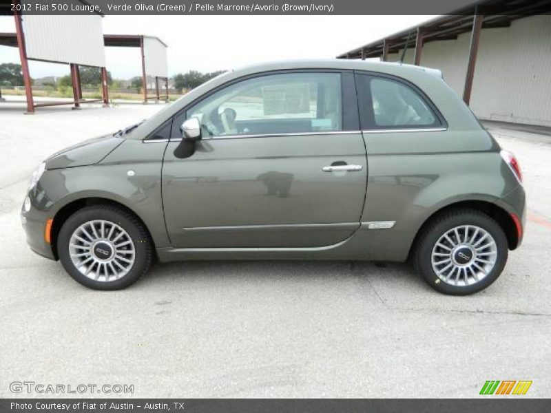 Verde Oliva (Green) / Pelle Marrone/Avorio (Brown/Ivory) 2012 Fiat 500 Lounge