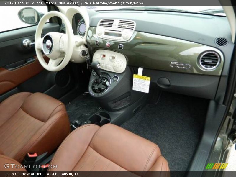 Verde Oliva (Green) / Pelle Marrone/Avorio (Brown/Ivory) 2012 Fiat 500 Lounge