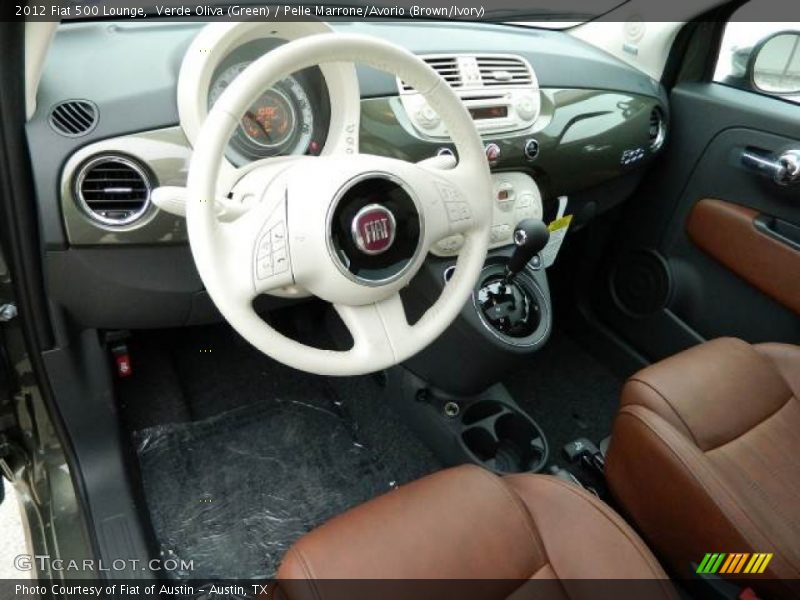 Verde Oliva (Green) / Pelle Marrone/Avorio (Brown/Ivory) 2012 Fiat 500 Lounge