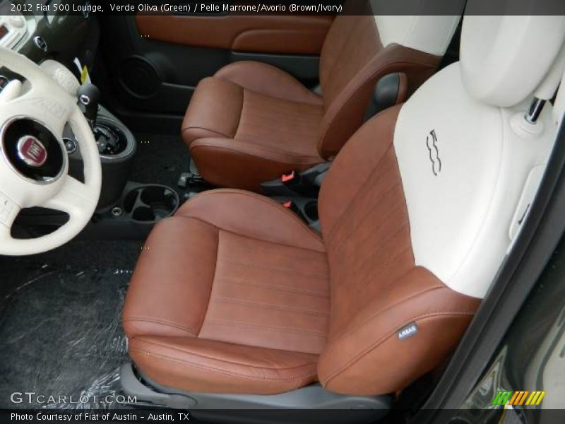 Verde Oliva (Green) / Pelle Marrone/Avorio (Brown/Ivory) 2012 Fiat 500 Lounge