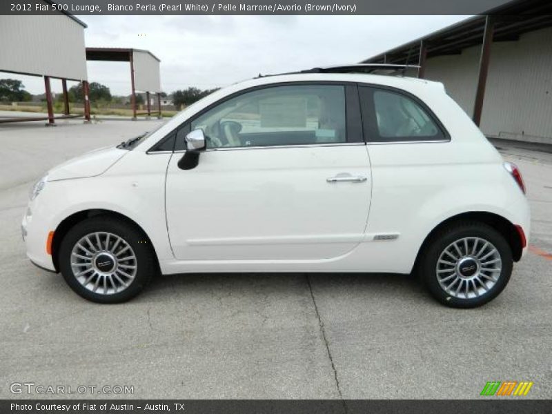 Bianco Perla (Pearl White) / Pelle Marrone/Avorio (Brown/Ivory) 2012 Fiat 500 Lounge