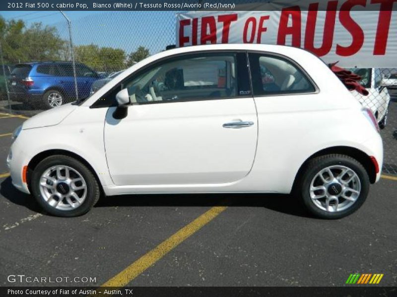 Bianco (White) / Tessuto Rosso/Avorio (Red/Ivory) 2012 Fiat 500 c cabrio Pop