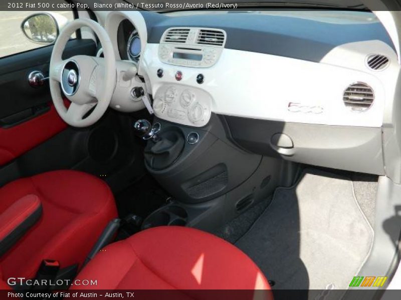 Bianco (White) / Tessuto Rosso/Avorio (Red/Ivory) 2012 Fiat 500 c cabrio Pop