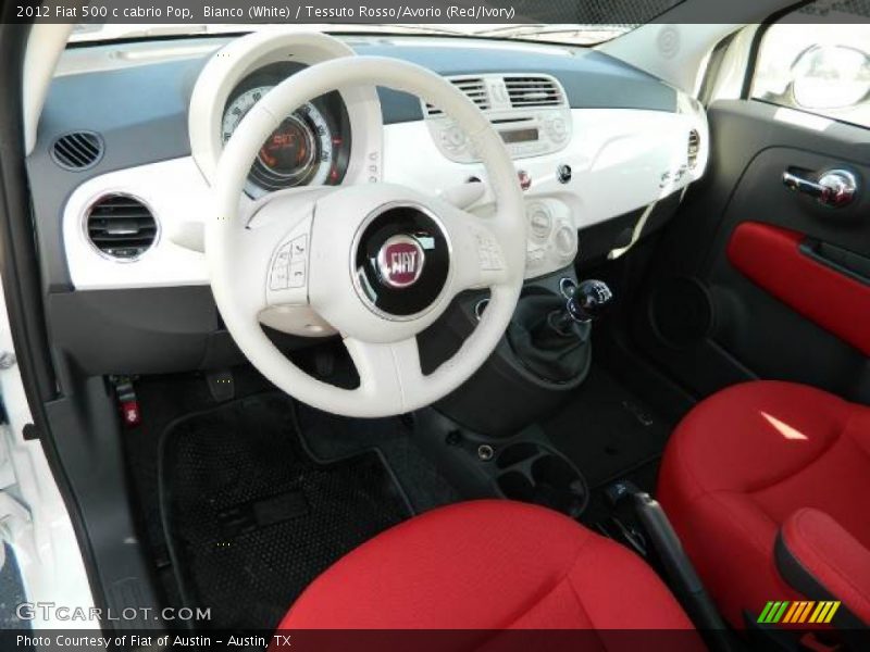Bianco (White) / Tessuto Rosso/Avorio (Red/Ivory) 2012 Fiat 500 c cabrio Pop