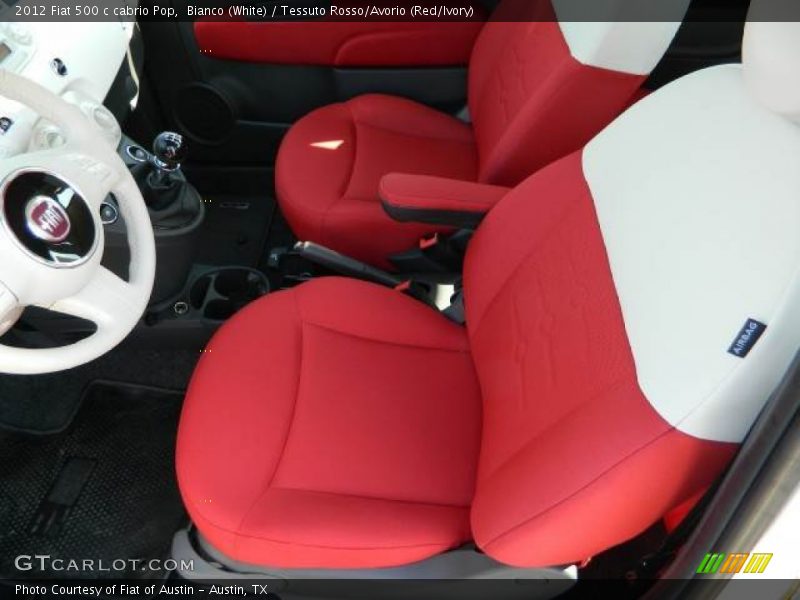 Bianco (White) / Tessuto Rosso/Avorio (Red/Ivory) 2012 Fiat 500 c cabrio Pop
