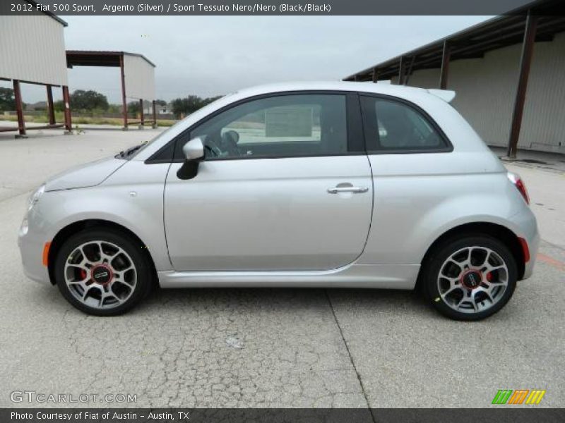 Argento (Silver) / Sport Tessuto Nero/Nero (Black/Black) 2012 Fiat 500 Sport