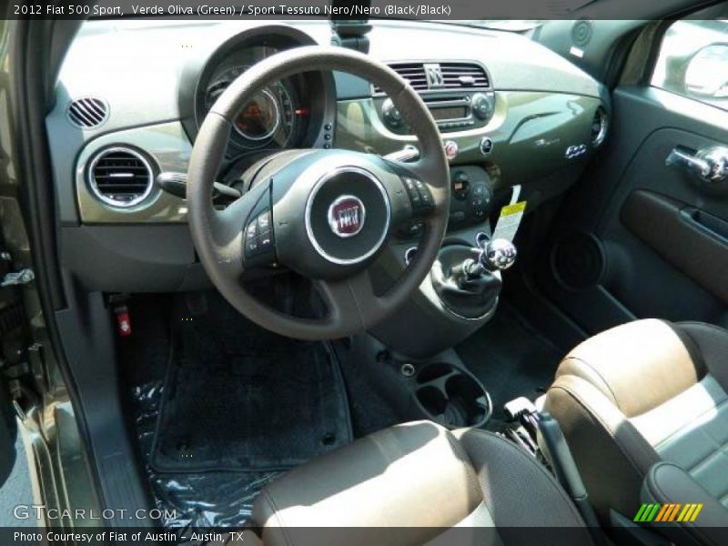 Verde Oliva (Green) / Sport Tessuto Nero/Nero (Black/Black) 2012 Fiat 500 Sport