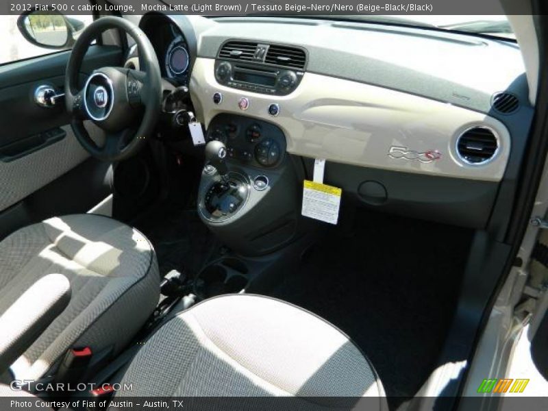 Mocha Latte (Light Brown) / Tessuto Beige-Nero/Nero (Beige-Black/Black) 2012 Fiat 500 c cabrio Lounge