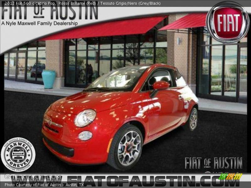 Rosso Brillante (Red) / Tessuto Grigio/Nero (Grey/Black) 2012 Fiat 500 c cabrio Pop