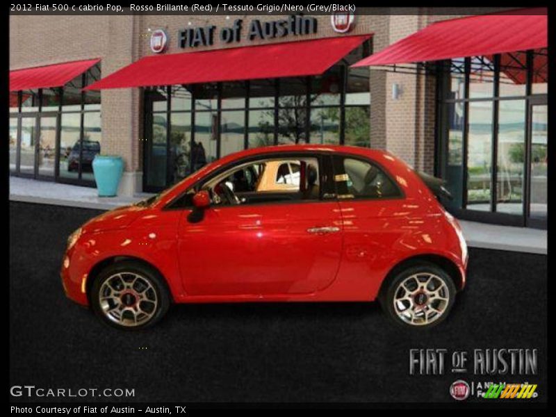 Rosso Brillante (Red) / Tessuto Grigio/Nero (Grey/Black) 2012 Fiat 500 c cabrio Pop