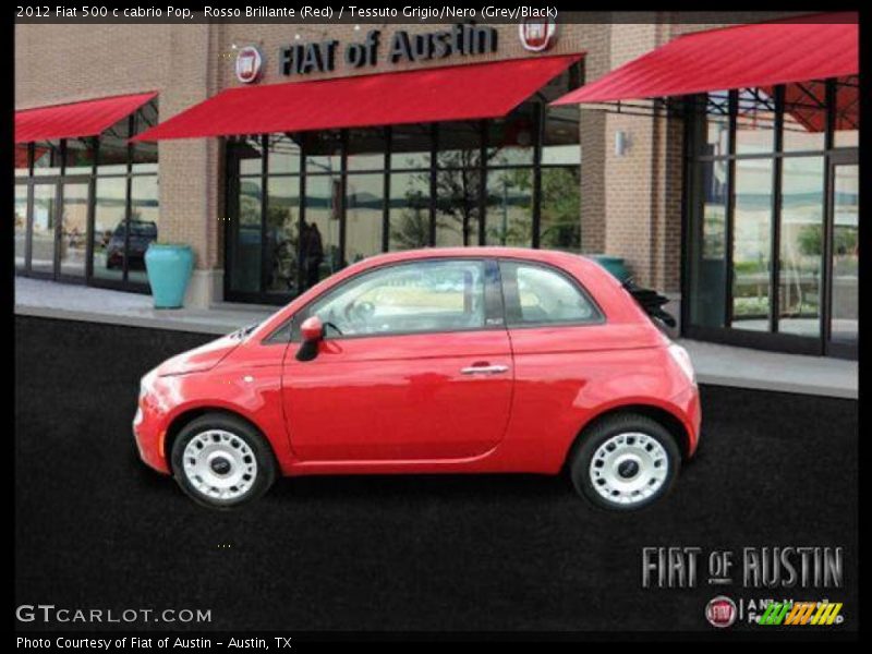 Rosso Brillante (Red) / Tessuto Grigio/Nero (Grey/Black) 2012 Fiat 500 c cabrio Pop