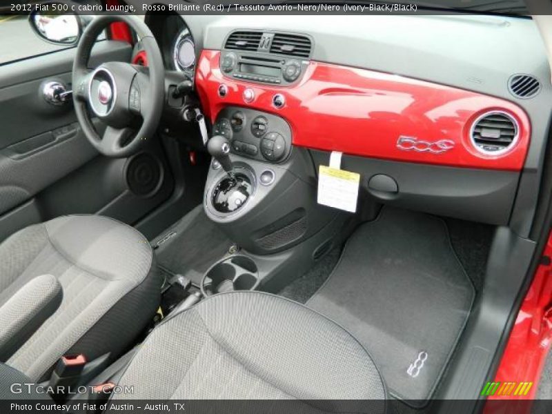 Rosso Brillante (Red) / Tessuto Avorio-Nero/Nero (Ivory-Black/Black) 2012 Fiat 500 c cabrio Lounge