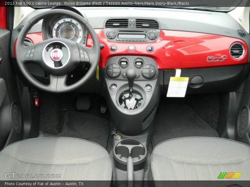 Rosso Brillante (Red) / Tessuto Avorio-Nero/Nero (Ivory-Black/Black) 2012 Fiat 500 c cabrio Lounge