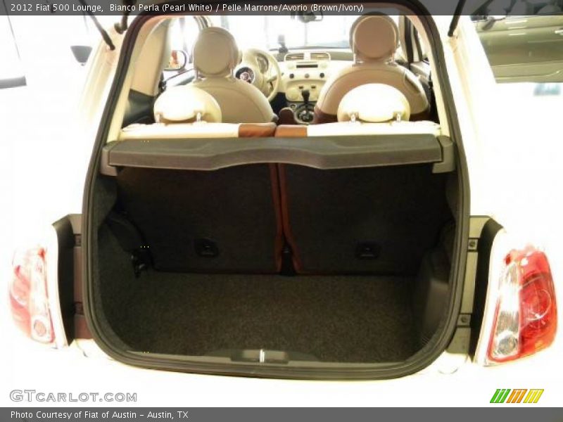 Bianco Perla (Pearl White) / Pelle Marrone/Avorio (Brown/Ivory) 2012 Fiat 500 Lounge