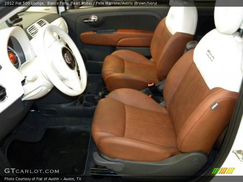 Bianco Perla (Pearl White) / Pelle Marrone/Avorio (Brown/Ivory) 2012 Fiat 500 Lounge