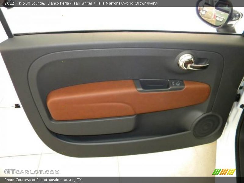 Bianco Perla (Pearl White) / Pelle Marrone/Avorio (Brown/Ivory) 2012 Fiat 500 Lounge