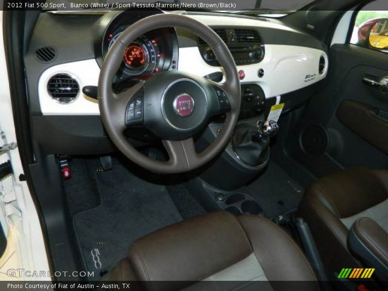 Bianco (White) / Sport Tessuto Marrone/Nero (Brown/Black) 2012 Fiat 500 Sport