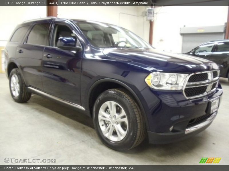 True Blue Pearl / Dark Graystone/Medium Graystone 2012 Dodge Durango SXT AWD